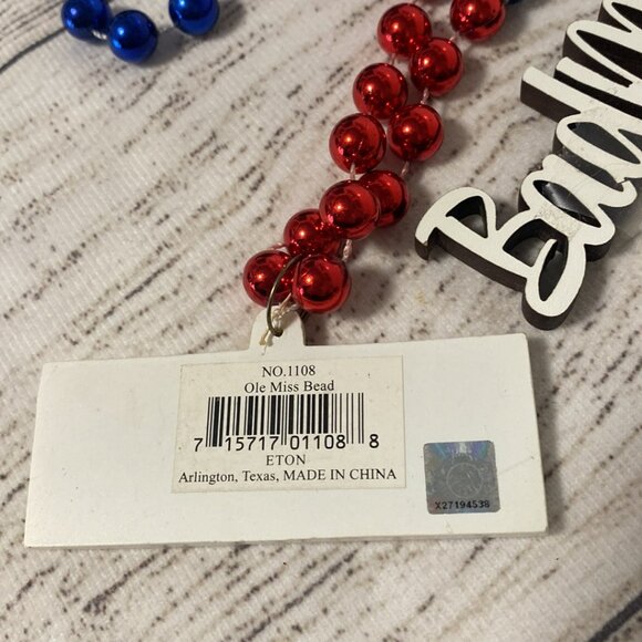 Ole Miss Rebels University of Mississippi Mardi Gras Necklace Beads Souvenir - Picture 4 of 5